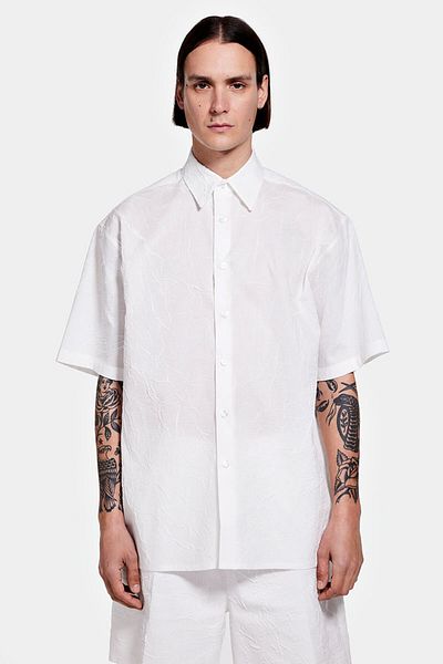 LOUIS GABRIEL NOUCHI CĂMAȘĂ CU MÂNECĂ SCURTĂ OVERSIZE - LOUIS GABRIEL NOUCHI - ALB, S