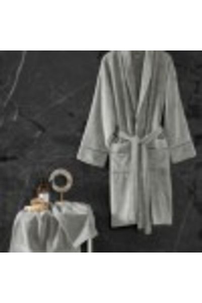 Cotton Box Cotton Bathrobe and Towel Set, L-XL, Cotton Box Exclusive Grey