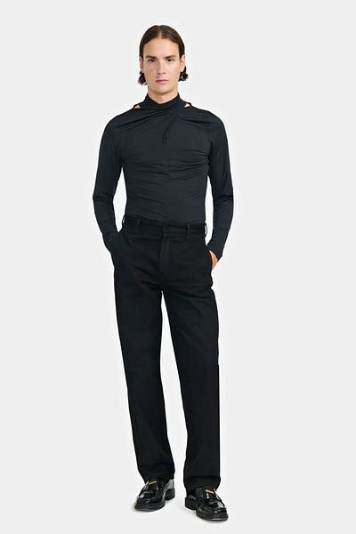 LOUIS GABRIEL NOUCHI CROSSED COLLAR BLOUSE - LOUIS GABRIEL NOUCHI - M, BLACK