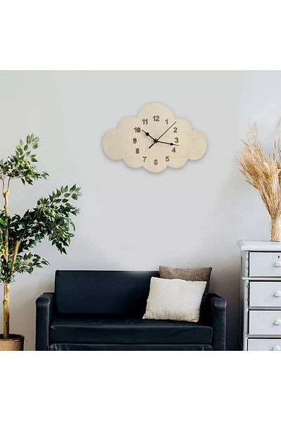 Rapithwin Cloud Shape Wooden Wall Clock