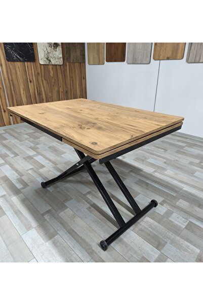 SEHPAM AKILLI Yan Baştan Açılır Akıllı Yemek Masası Oval Mdf Tabla Alt Mekanizma Metal Siyah Renk