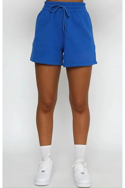 NO 601 Pantaloni scurți Saks Blue Flat Single din bumbac pieptănat pentru femei