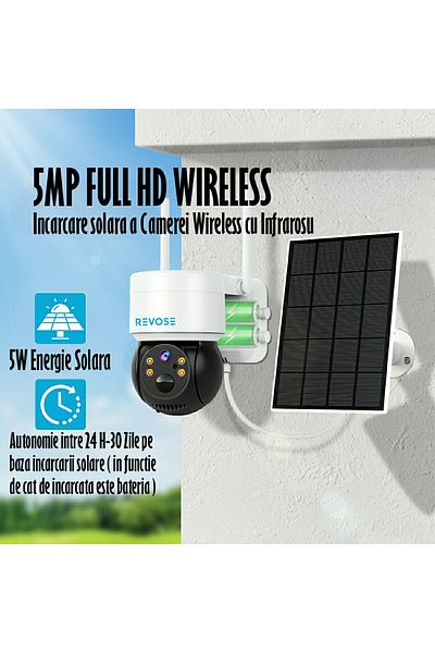 REVOSE Solar Video Surveillance Camera ™ 5mp 2560x1920, Solar Charging