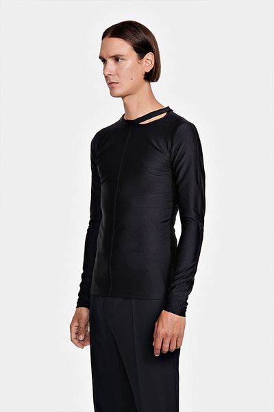 LOUIS GABRIEL NOUCHI LONG SLEEVES BLOUSE WITH SIGNATURE OPENING - LOUIS GABRIEL NOUCHI - BLACK, S