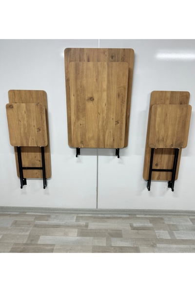 SEHPAM AKILLI Duvara Monte MDF TABLA Katlanabilir Dekoratif 2 Tabureli Pratik Yemek Mutfak Balkon Masası