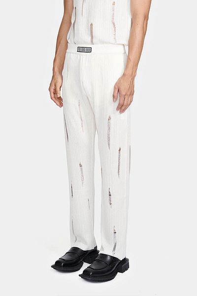 LOUIS GABRIEL NOUCHI KNITTED FLARED PANTS - LOUIS GABRIEL NOUCHI - WHITE, M
