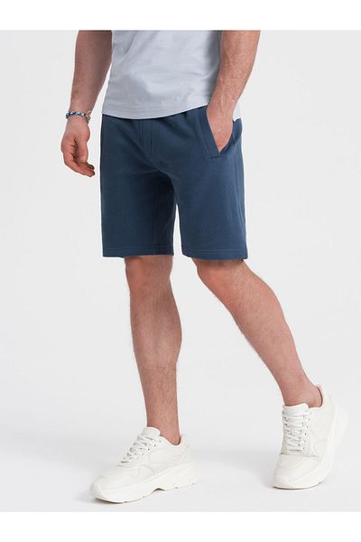 OMBRE Herren Strickshorts mit Kordelzug und Taschen - dunkelblau V4 OM-SRBS-0139 XL