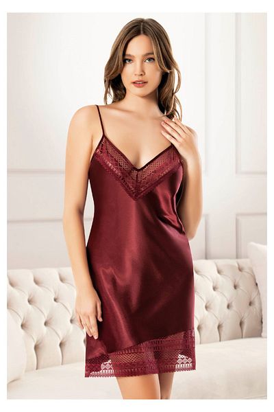 DynamicLeggings Satin Lace Nightgown with Cord Hanger-2131