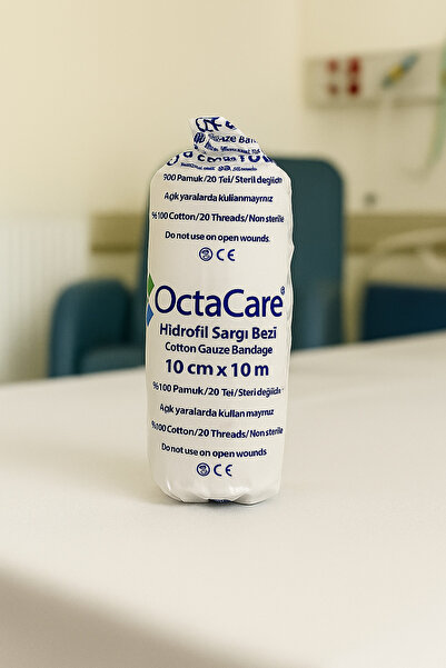 Octacare Hidrofil Sargı Bezi 10 cm x 10 m 1 Rulo Deprem/Sağlık Çantası /Eczad...