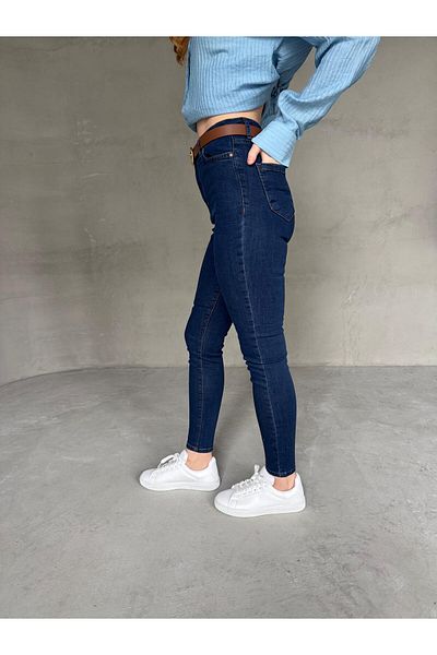 Cappmoda Jean-08126 Dark Blue High Waist Lycra Skinny Jean