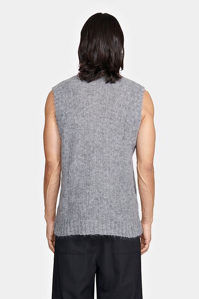 LOUIS GABRIEL NOUCHI KNITTED ROUND COLLAR VEST - LOUIS GABRIEL NOUCHI - GREY, M
