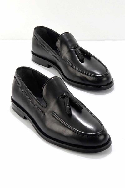 Bambi Black Leather Men's Classic Shoes E 01755086841