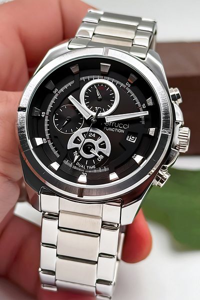 Ferrucci Function Men's Wristwatch Steel Case & Steel Cord Silver-Black Zmfer185