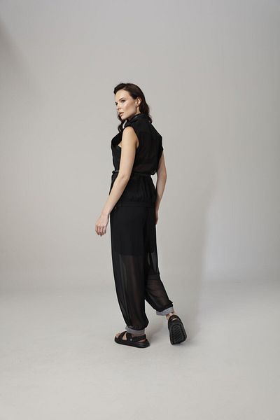 MARE BUTİK 100% Organic Linen Vest with Back Chiffon Detail Standard Size