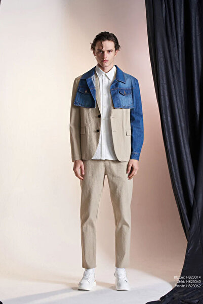 HARRISON WONG DECONSTRUCTED WITH DENIM JACKET - HARRISON WONG - BEIGE, L