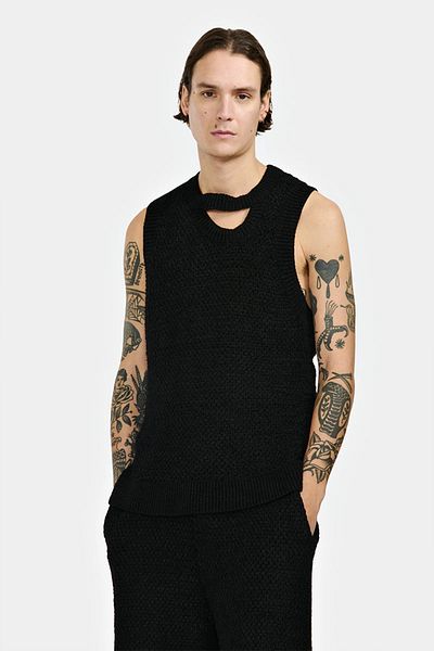 LOUIS GABRIEL NOUCHI VEST WITH TWISTED BACK - LOUIS GABRIEL NOUCHI - BLACK, L