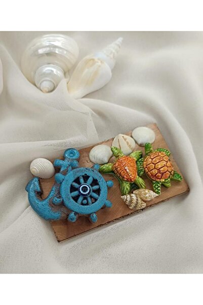 Hd Marketim Magnet Çapa Kaplumbağa Deniz Kabuğu Ahşap Mıknatıslı Magnet Buzdo...