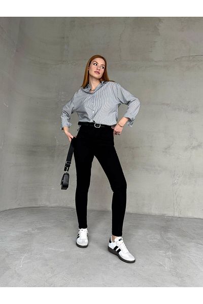 Cappmoda Jean-08131 Black High Waist Lycra Skinny Jean