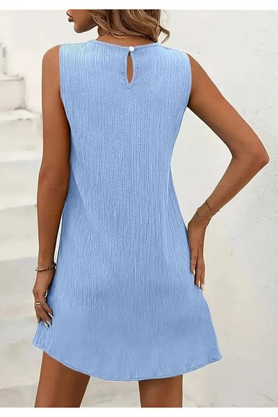 Little Visqon Women's Zero Sleeve Crew Neck Wrap Dress
