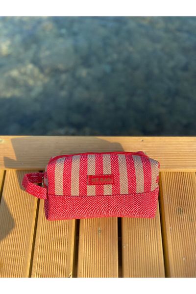 MY BAG ÇANTA Jute-Wicker Women's Shoulder, Beach and Picnic Bag, 100% Cotton Woven with Striped Rope Strap