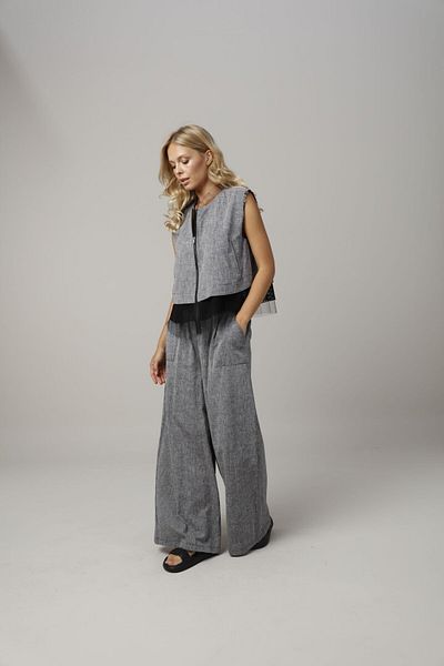 MARE BUTİK Zippered Linen Vest Blouse