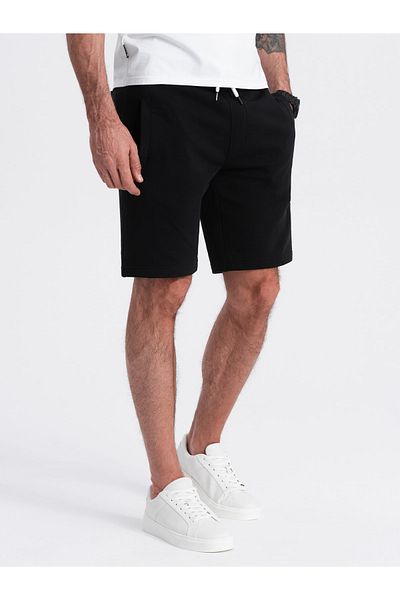 OMBRE Herren Strickshorts mit Kordelzug und Taschen - schwarz V5 OM-SRBS-0139 S