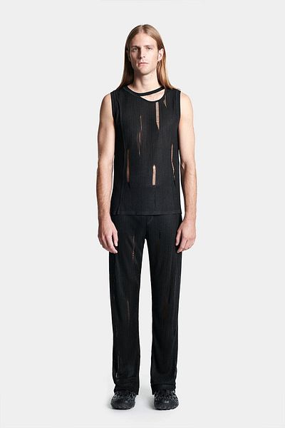 LOUIS GABRIEL NOUCHI KNITTED TOP - LOUIS GABRIEL NOUCHI - BLACK, XS