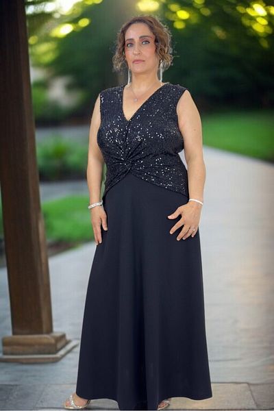 yagmurberen Kruvaze Cut Pul Paillettes Detailled Flare Cut Double Crepe Skirt Plus Size Evening Dress