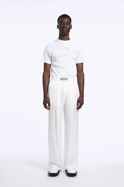 LOUIS GABRIEL NOUCHI Wide Pants In Drops Jacquard - - White, Xl