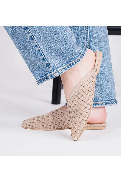 LA PASSION Genuine Leather Hand Knitted Suede Mink Women's Slippers