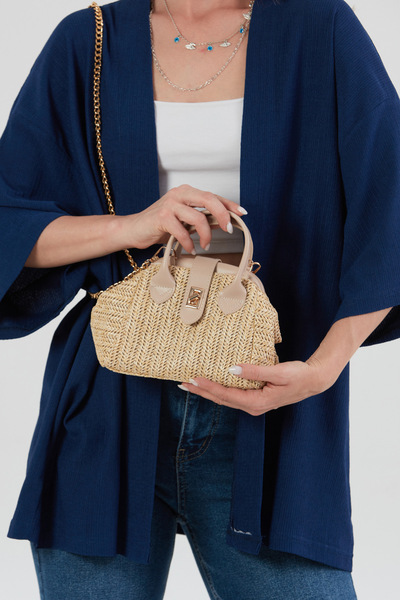 Fulla Moda Çapraz Askılı Hasır El Çantası