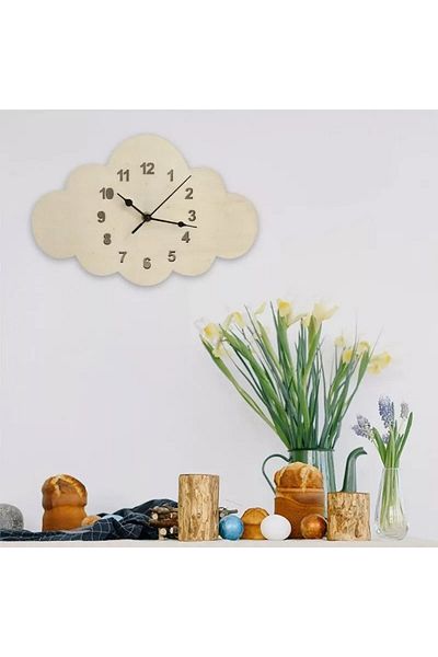 Rapithwin Cloud Shape Wooden Wall Clock