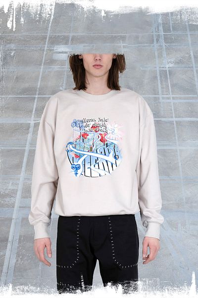 ISNURH COLLAGE CREWNECK SWEATSHIRT - ISNURH - BEIGE, XL
