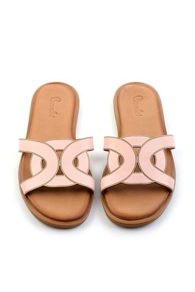 Bambi Nude Leather Women's Slippers K04507240103