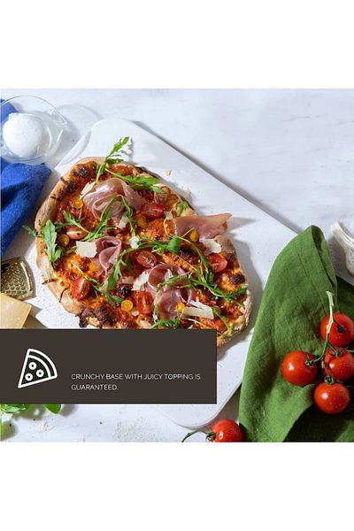 Dolce Mare Set de pizza, lopată de lemn 29,5 x 28 cm, piatră de copt 38 x 30 cm albă, DOLCE MARE