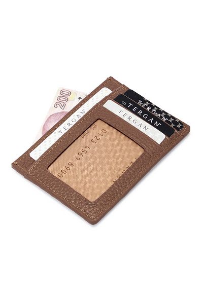 Tergan Tan Leather Unisex Credit Card Holder - S1Kk00001676-B67