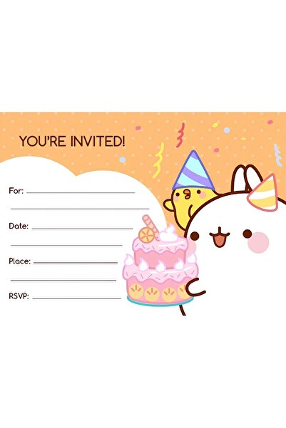 Rana İkra Art Turuncu Temalı Doğum Günü Davetiyesi (25 Adet) (YAZISIZ)