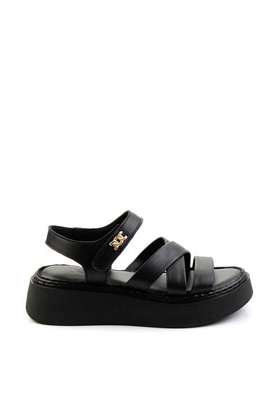Bambi Black Leather Women's Sandals K05299113603