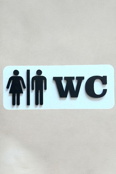 lina hobby Wc Sign - Modern Toilet Sign - 25X10 cm - for Home Office Shop Restaurant