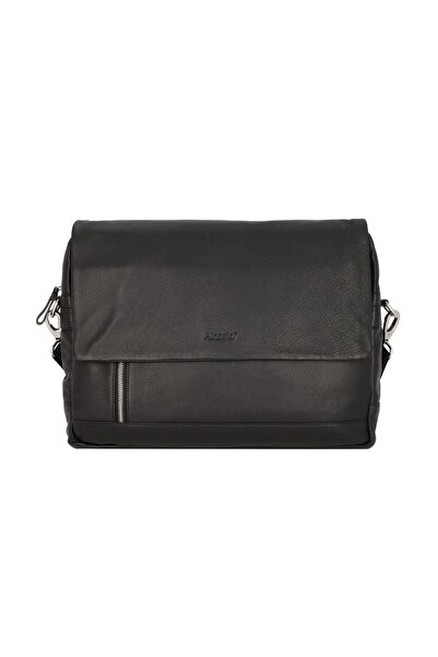 Alassio Oro Messenger 38 cm Black Leather Laptop Shoulder Bag