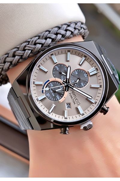 Ferrucci Ferruci Brand Black Color Steel Cord Men's Wrist Watch with 2 Years Warranty - Bracelet Gift