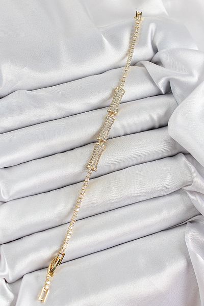 BESKAR Brass Gold Color Zircon Stone Bone Model Women's Bracelet