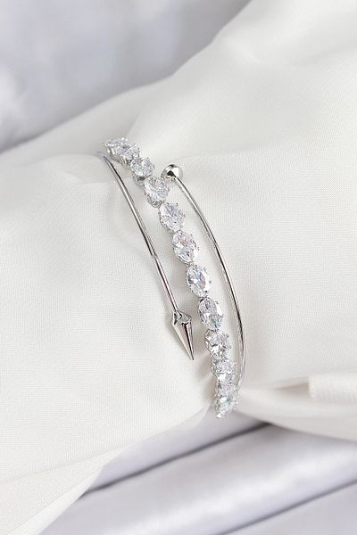 BESKAR Brass Silver Color Barley Zircon Stone Women's Bracelet