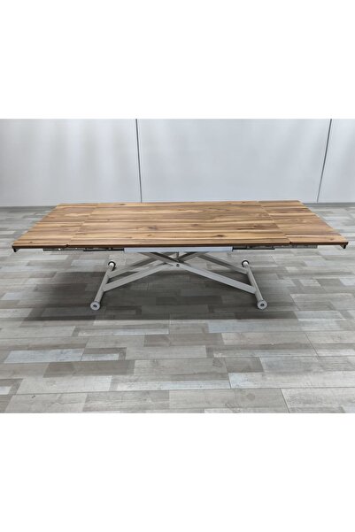 SEHPAM AKILLI Yan Baştan Açılır Akıllı Yemek Masası Oval Mdf Tabla Alt Mekanizma Metal Beyaz Renk