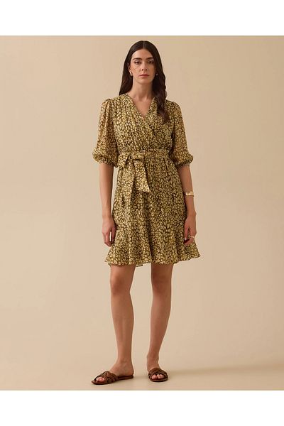 SEÇİL Patterned Belt Detailed Dress