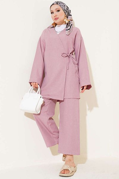 VOLT CLOTHİNG Women's Side Tie Kimono Double Set