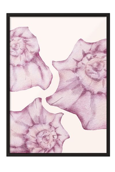 Postifull Black Framed Painting, Flowers, Watercolor, Botanical, Pastel Tones, Pink Color Poster, 2025 Summer Se
