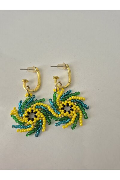 Anka Handmade أقراط بوهيمية باللون الأزرق والأخضر والأصفر
