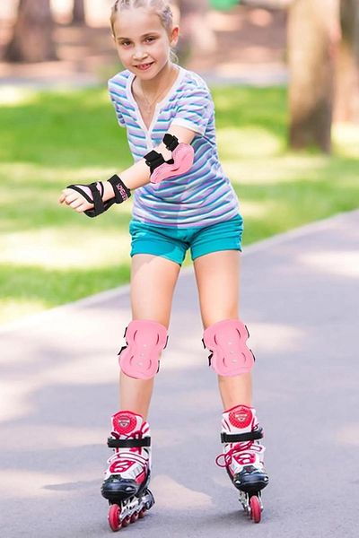 NUBLADO Set of 6 High Protection 3-12 Years Old Roller Skates Scooter Bicycle Skateboard Knee Elbow Hand Guard Protector Pink t