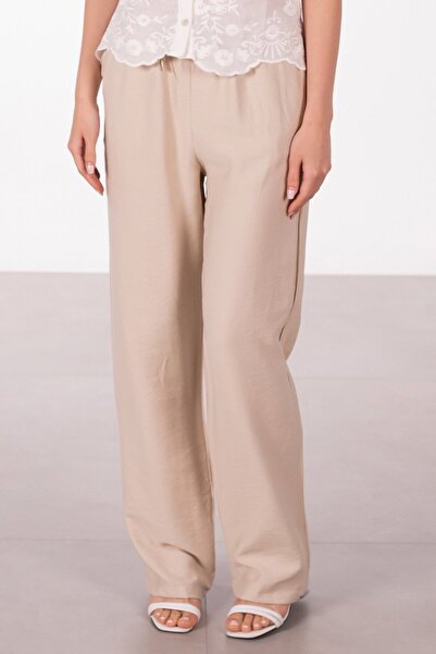 BARRELS AND OIL Linen Wide Leg Trousers with Tie Waist - Stone